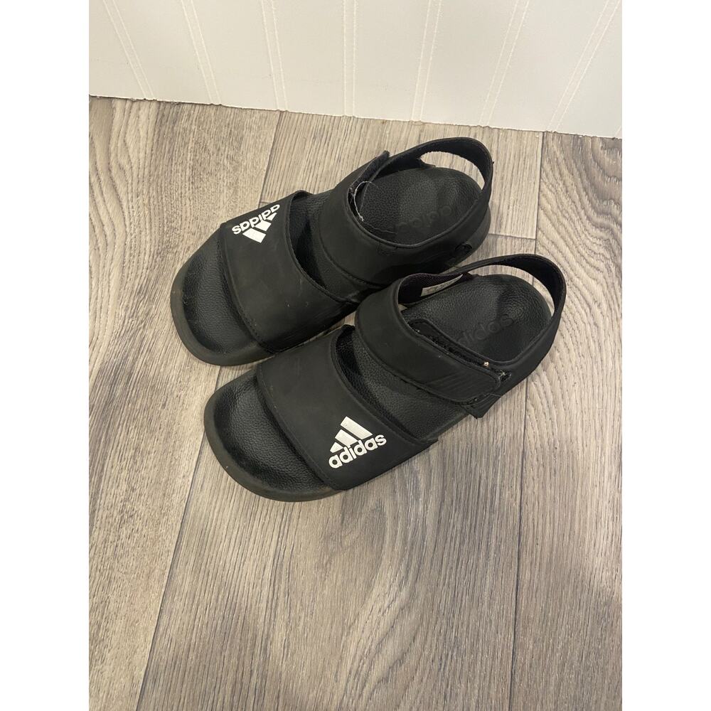 Adidas Adilette E Strap Kids Slides Black White, Size 2, Outdoor, Strap and Hook - Picture 2 of 5